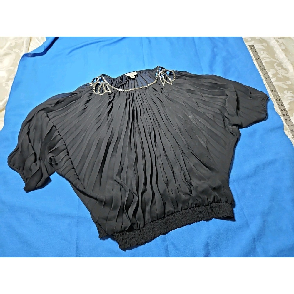 Y2K ECI New York Chiffon Blouse Sheer Multi-Pleat Fairy Whimsy Goth Vintage XL